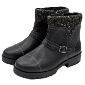 JSport Womens Voilet Ankle memory foam knit trim Boots size 7.5 Black New nwt